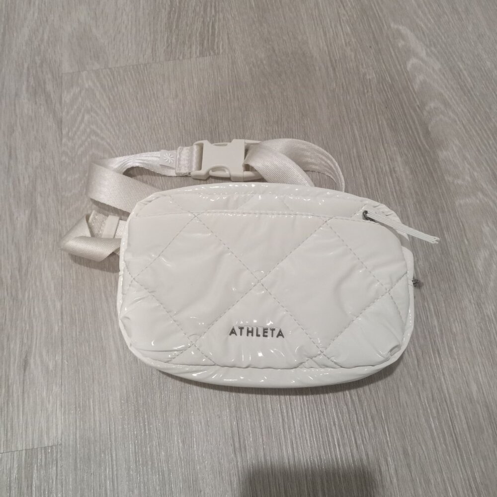 NEW Small Cream Shiny Quilted Belt Bag